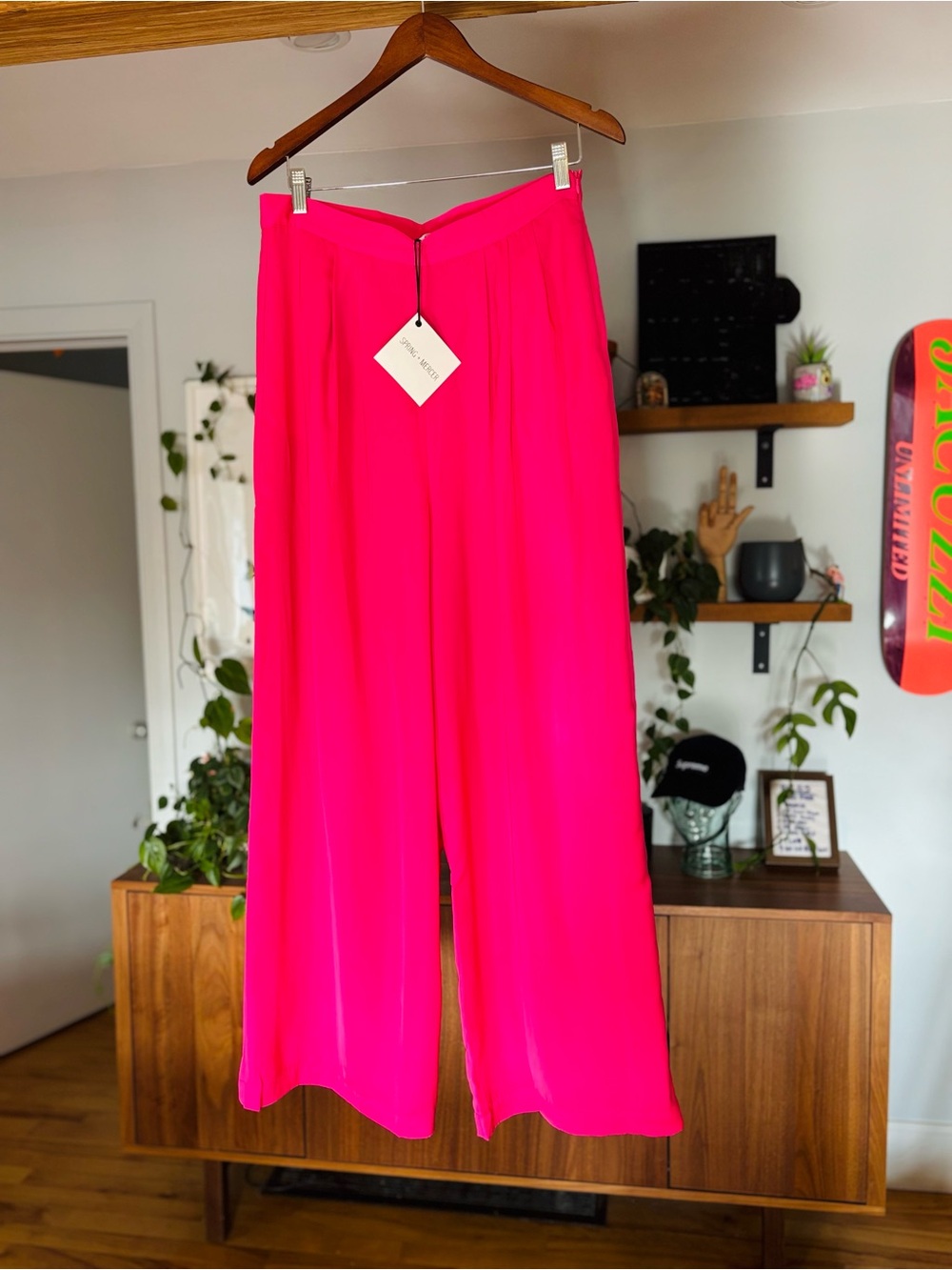 Spring + Mercer Neon Pink Wide-Leg Pants NWT – Size L